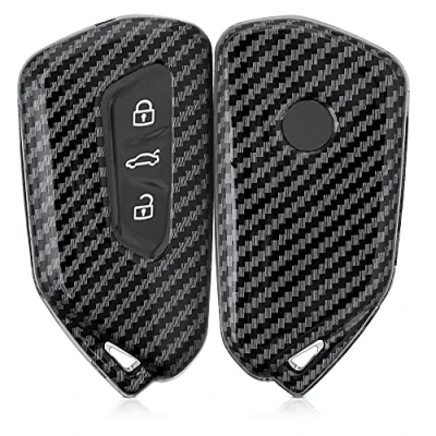 Imagen de kwmobile Funda Compatible con VW Golf 8 Llave de Coche 3 Botones Carcasa Dura para Mando Auto Carbono Negro