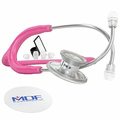 Imagen de MDF Instruments MDF747XP Acoustica® Deluxe, Estetoscopio ligero de doble cabeza Garantía por vida &amp; Programa piezas gratuitas (Fucsia)