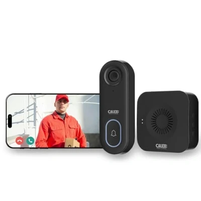 Imagen de CALEX Timbre de Video Inteligente con cámara, Audio bidireccional, HD 1080P, notificaciones aplicación para y detección Movimiento, Gong, Negro