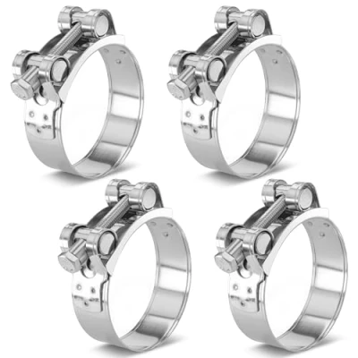 Imagen de Poppstar 4 piezas Abrazaderas de perno articulado acero inoxidable, rango sujeción 60 63mm, ancho banda 22mm, W4