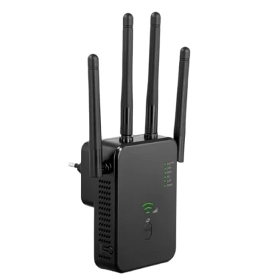 Imagen de Repetidor WiFi,Amplificador Señal WiFi 1200Mbps Extensor con 4 Antenas,2 Puertos Ethernet,5G y 2.4G Largo Alcance,Extensor para Casa
