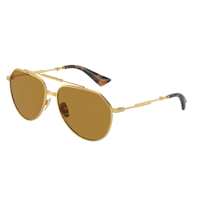 Imagen de Dolce &amp; Gabbana Hombre DG2302 02/53 Gafas de sol Metal Oro Marrón Piloto Normal