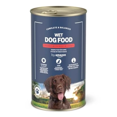 Imagen de by Amazon Comida húmeda para Perros, Lata, trozos de Carne en Salsa, 1 Paquete