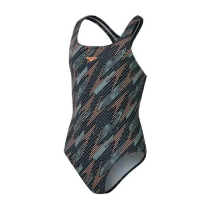Imagen de Speedo Girls Hyperboom Allover Medalist Bañador para niños, Talla: 5 6a, Black/country green/nectarine