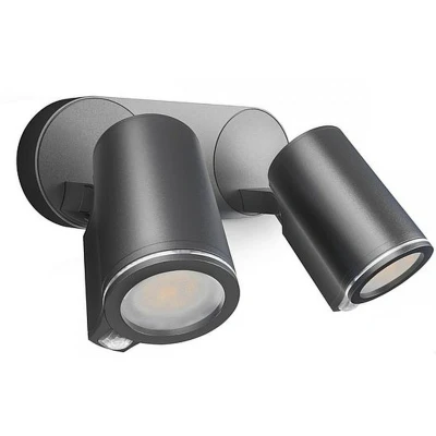 Imagen de Steinel Spot DUO S Foco LED, fabricado en aluminio, color antracita, con consumo de 14,95 W, sensor movimiento 90 y bombilla LED GU10, conectable por cable
