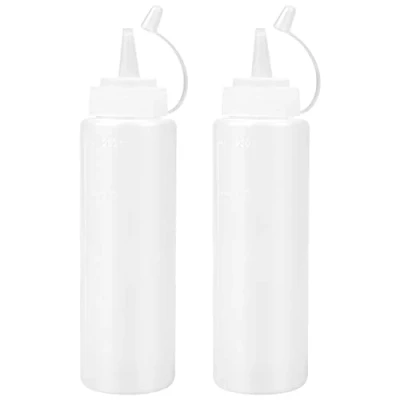 Imagen de 2Pcs Squeeze Bottle De Plástico, 8oz Transparente Botella Salsa, 250ML Dispensador Botellas, Condimento Botellas para Salsa Tomate Mostaza Mayonesa Picante Y Aceite Oliva, Sin BPA