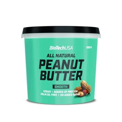 Imagen de BioTechUSA Peanut Butter Fuente de Proteína Vegana Natural Sin Gluten, Alta en Fibra, Aceite Palma, 1000 g, Smooth