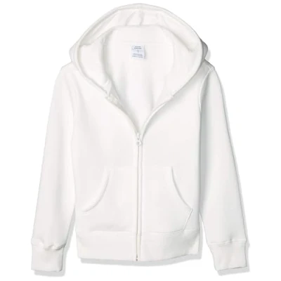 Imagen de Amazon Essentials Sudadera de Forro Polar con Capucha y Cremallera Niña, Blanco, 10 años