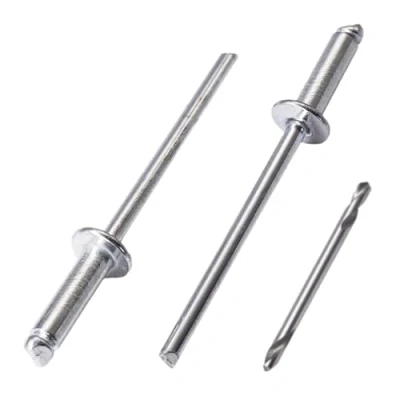 Imagen de SKIR&#039;CO 200 remaches ciegos de acero chapado en zinc 3 x 10 mm, mandril acero, pop, cabeza cúpula, DIN 7337, broca incluida