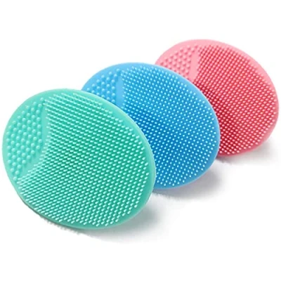 Imagen de cepillo de baño para bebé, masaje silicona, exfoliante piel seca, gorro cuna y eccema, paquete 4 (pequeño, piezas)