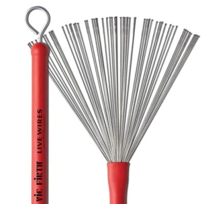 Imagen de Vic FIrth Live Wires Cepillos de Tambor Retráctil Alambre grueso calibre Mango plástico rojo