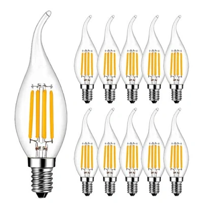 Imagen de RANBOO Bombillas Vela de Filamento LED E14, 4W equivalente a 40W, 400 lúmenes, Blanco Cálido 2700K, Bombilla Decorativas, No Regulable, 10 unidades