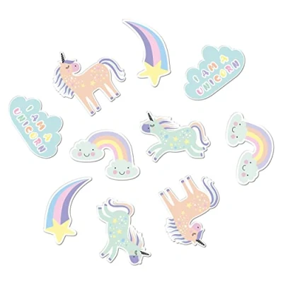 Imagen de Folat Confeti de mesa XL Unicorns &amp; Rainbows 45 piezas, multicolor (68321)