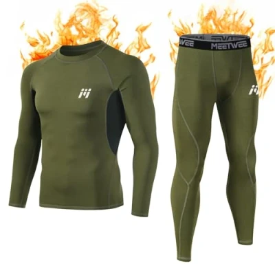 Imagen de MEETWEE Conjuntos térmicos Hombre, Manga Larga Camiseta Térmica Pantalones Largos Base Layer Thermo Function Ropa Deportiva de Invierno para Running Ciclismo Esquí