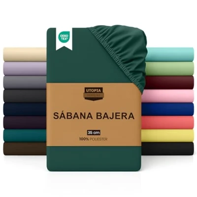 Imagen de Utopia Bedding Sabana Bajera 140x200 Esmeralda Bolsillo Profundo Microfibra Cepillada (Cama 140)