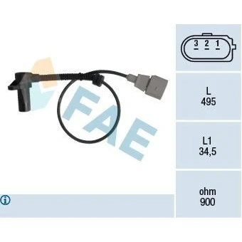 Imagen de FAE 79311 Sensor de Cigueñal 3 inductivo VOLKSWAGEN: Touareg I, AUDI: A8 D3, A6 C5 Avant, Berlina