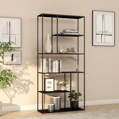 Imagen de [en.casa] Estantería de Pie Vehmaa con 7 Compartimentos Abiertos Librería para Salón Oficina Dormitorio Estilo Industrial Estable Sostenible Acero 188 x 90 35 cm Negro