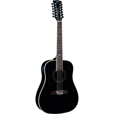 Imagen de Eko Guitars NXT D100E XII SEE THROUGH BLACK, Guitarra acústica 12 cuerdas, parte superior de abeto, bandas fondo y mango caoba, teclado South American Roupaná, escala 648 mm, color negro