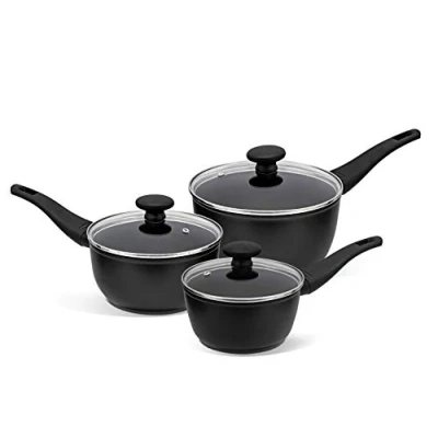 Imagen de Prestige Thermo Smart Juego de cacerolas antiadherentes con tapas 3 piezas Inducción, Gas y Cocinas Eléctricas 16, 18 20cm
