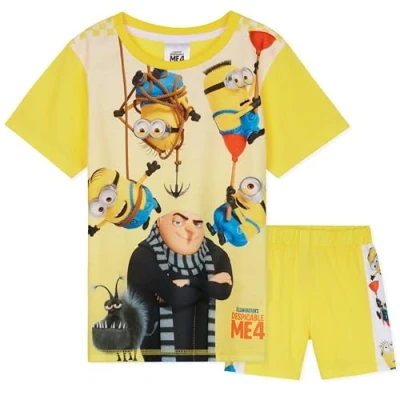 Imagen de Minions Transpirable Pijama Niño Corto, Set de 2 Piezas Regalo para Niños (Amarillo/Multi, 9 10 Años)