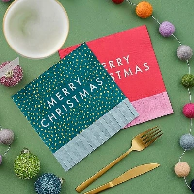 Imagen de Ginger Ray Servilletas de papel con flecos para fiesta, 16 unidades, Color podredumbre y grün (MB 131)