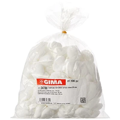 Imagen de GIMA Mediberg Sferondo Tampones redondos con elástico sin RX, gasa hidrofílica de algodón puro, no estéril, 20 hilos/cm2, Ø 30 mm, paquete 100 piezas