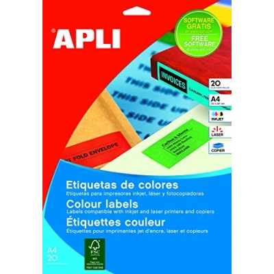 Imagen de APLI 14600 Etiquetas amarillas permanentes 99,1 x 38,1 mm 20 hojas