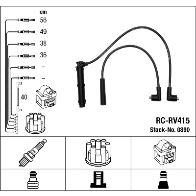 Imagen de NGK 0890 Juego de Cables Encendido 5 MG: MG ZR Hatchback, MGF Cabrio, ROVER: 200 Hatchback