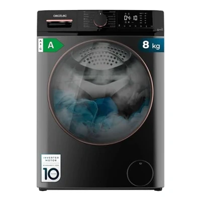 Imagen de Cecotec Lavadora 8Kg Carga Frontal Bolero DressCode 8610 Inverter Steel A. 1400 RPM, Steam Max, Motor Plus, 15 Programas, OnSmart, Smooth Wash, Stop&amp;Go, Goma Antibacteriana, Drum Clean