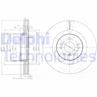 Imagen de DELPHI BG9013 Disco de freno 350 32 5 ventilado aceitado sin procesar cojinete rueda, anillo sensor ABS MERCEDES BENZ: Clase ML, R, GL
