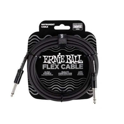 Imagen de Ernie Ball Flex Cable para instrumentos, recto/recto, 3m negro