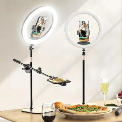 Imagen de UBeesize Anillo de luz LED 12 pulgadas con trípode para teléfono móvil, móvil anillo, regulable grabación vídeo YouTube, selfie, maquillaje, Tik