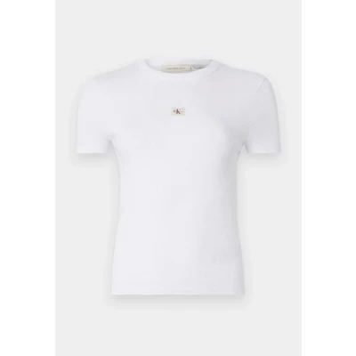 Imagen de Calvin Klein Jeans Label Fitted TEE Camiseta básica, Mujer, Talla: XS, Brilliant white