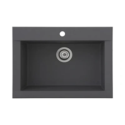 Imagen de respekta OHIO86X50G Fregadero de 60% compuesto minerales y fibra vidrio, 40% resina color gris hormigón, 66 cm