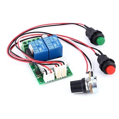 Imagen de DollaTek PWM DC Controlador de Velocidad del Motor Interruptor botón Reversible Ajustable 6V 12V 24V 3A 80W
