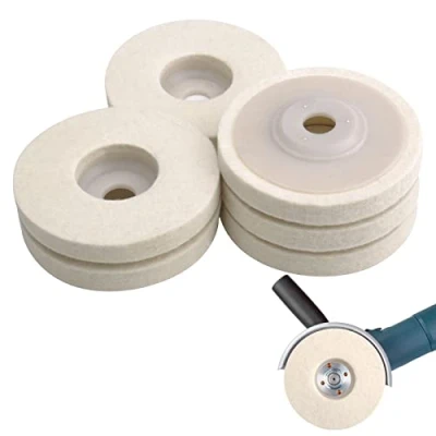Imagen de 6 Piezas Disco de Pulir Fieltro, Pulido Rueda Pad, Pulidor Lana para Angulo Amoladora, Pulidor, Metales, Vidrio y Cerámica