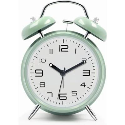 Imagen de Azyh despertador ruidoso para dormir pesado, sin tictac, con doble campana, funciona pilas, de metal luz nocturna dormitorio, reloj analógico retro