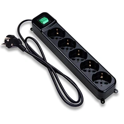 Imagen de Tecnoware Power Systems Multienchufe Regleta con 5 Salidas SCHUKO/Italia 10 / 16A inclinadas de 45 Grados Interruptor luz y Sistemas Seguridad para niños Enchufe Entrada