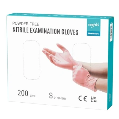 Imagen de EUROPAPA® EN455 EN374 200 Guantes De Nitrilo Desechables, Sin Polvo, LÁTex, Desechables Disponibles En Las Tallas S, M, L Y XL (S, Rosa)