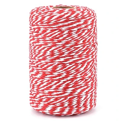 Imagen de 200M Hilo Rojo y Blanco Navidad Cuerda Roja Blanca de Algodón para Envolver Regalos, Manualidades, Decoración, Cocina