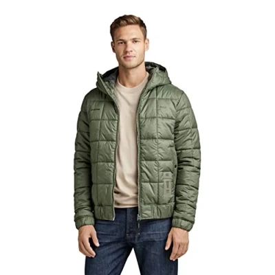 Imagen de G Star Raw Meefic Squared Quilted Hooded Jacke para Hombre, Verde (Lt Hunter D22716 B958 8165), S