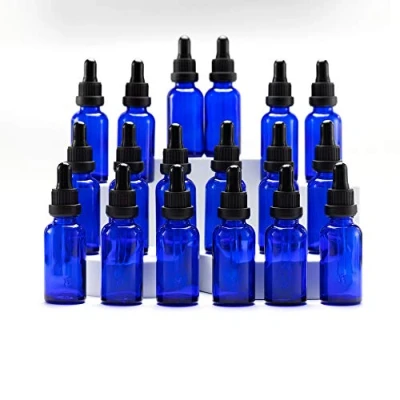 Imagen de YIZHAO Azul Frasco Cuentagotas Cristal 30ml, con Goteros Cristal, para Aceite Esencial, Laboratorio, Aromaterapia, Fragancia, Masaje, Cosméticos, Viajes 18Pcs