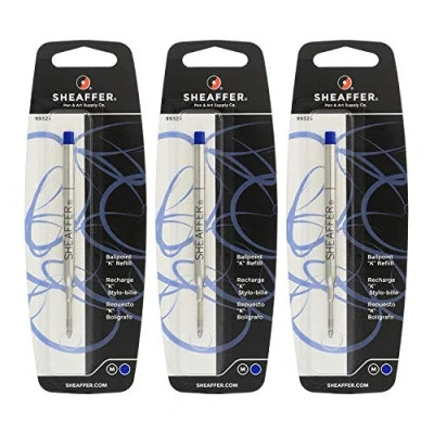 Imagen de Sheaffer K Ballpoint Pen Refill, Medium Point, Blue Ink, 3/Pack (99325) by