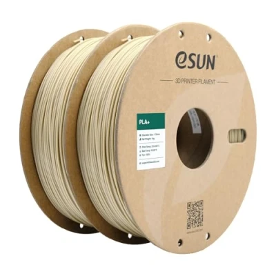 Imagen de eSUN Filamento PLA+ 1.75mm, Mejorado Tenacidad Impresora 3D PLA Plus, Precisión Dimensional +/ 0.03mm, 1KG por Carrete, 2 Carretes para Impresoras, Blanco Hueso y