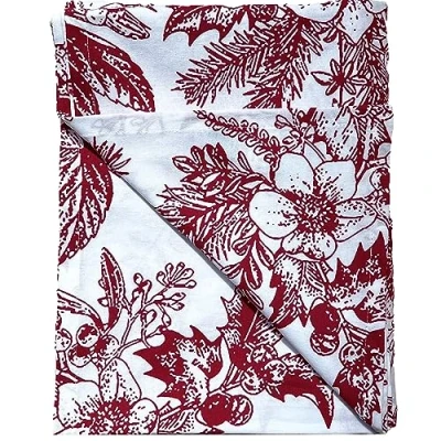 Imagen de Ragged Rose Mantel navideño de Lino Festivo con Estampados Estilo nórdico para Sala Estar y Cocina, algodón Que se Adapta a una Mesa 6 7 pies