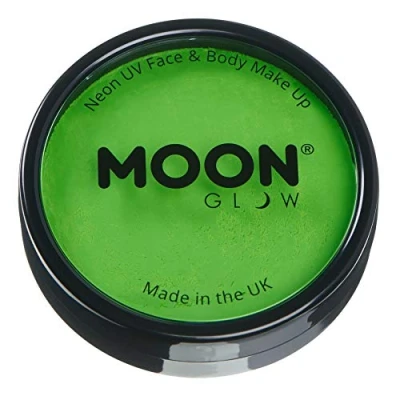 Imagen de Moon Glow Tarros de pintura para rostro y cuerpo UV neón intenso Pro, maquillaje profesional facial a base agua adultos niños, 36g Verde