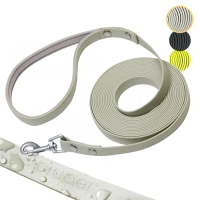 Imagen de PiuPet® Correa Perro adiestramiento 5m I10m I 20m Repelente al Agua de Remolque para Perros Correas Larga Grande Gris
