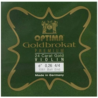 Imagen de Cuerdas para violín Optima Gold Brocade Premium 24 Carat 4/4 E 0.26 K medium