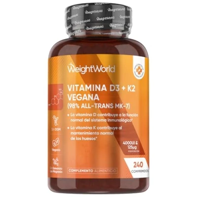 Imagen de Vitamina D3 y K2 4000 UI 240 Micro Comprimidos, 1 al Día Contribuye Sistema Inmune, Huesos, Músculos Dientes Alta Biodisponibilidad con un 98% de MK7, Suplemento Vit D Vegano Sin OGM
