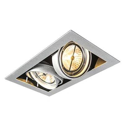 Imagen de QAZQA Diseño Foco empotrado Rectangular aluminio ONEON 111 2 Acero Adecuado para LED Max. x 50 Watt